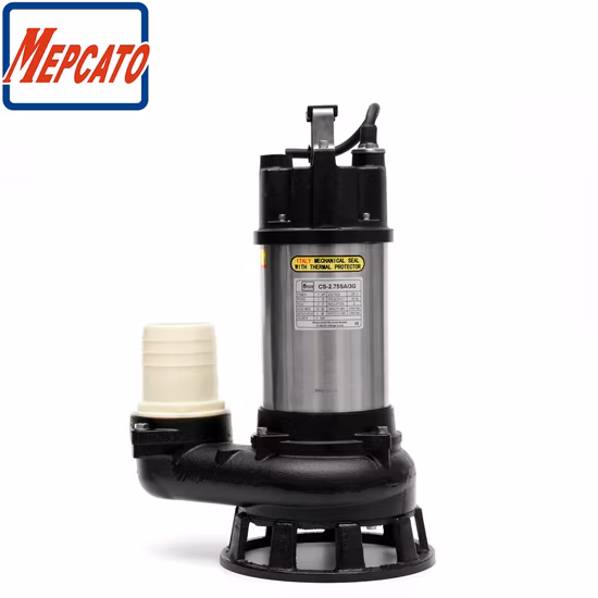 2HP Grande Fluxo Vertical de Aço Inoxidável Ferro Fundido Elétrico Automático Esgoto Industrial Drenagem de Águas Residuais Centrífuga Submersível Bomba de Elevação de Água com Cortador